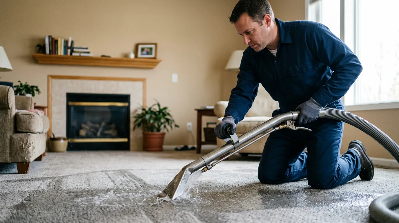 Water damage restoration technician working near Warner, OK